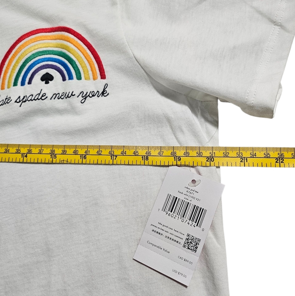 Kate Spade Pride Rainbow White Tee Shirt XL - Picture 4 of 6